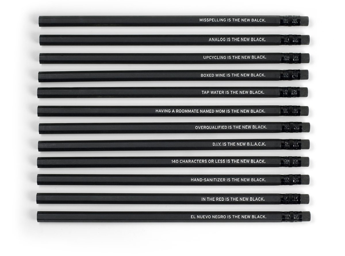 All black pencils with funny sayings gift idea